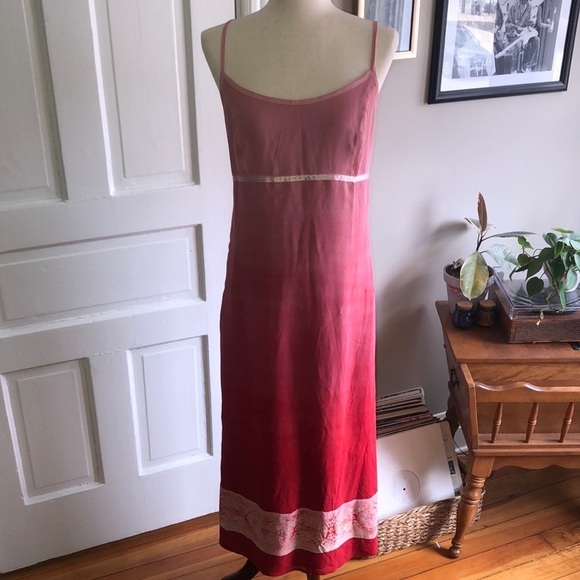American Eagle Outfitters Y2K 90s Spaghetti Empire Waist Floral Hem Midi Dress - Picture 1 of 10